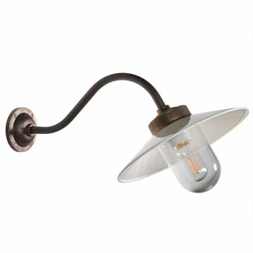 Staldlampe Lysekil 45 antikk messing/hvit skjerm