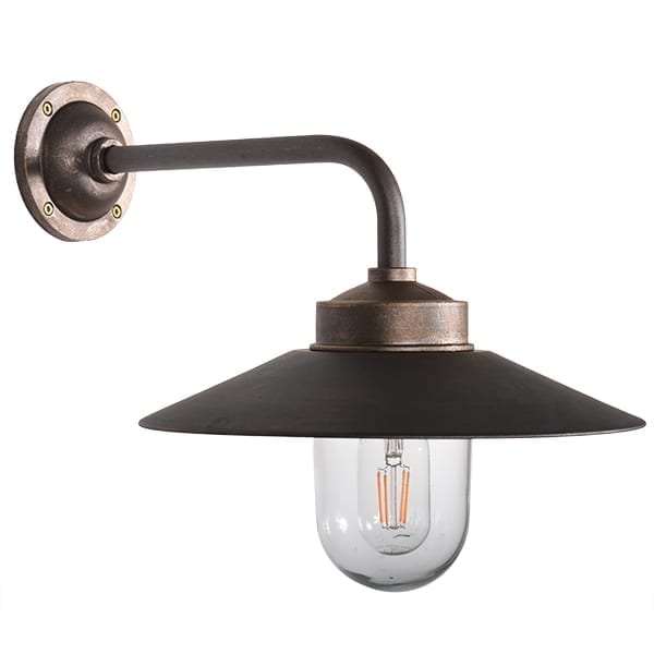 Staldlampe Smögen rett 90 antikk messing/kobber