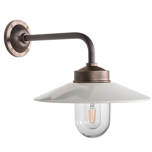 Staldlampe Smögen straight 90 antik messing/kobber hvit