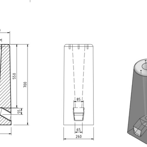Betongfundament liten til stolpe